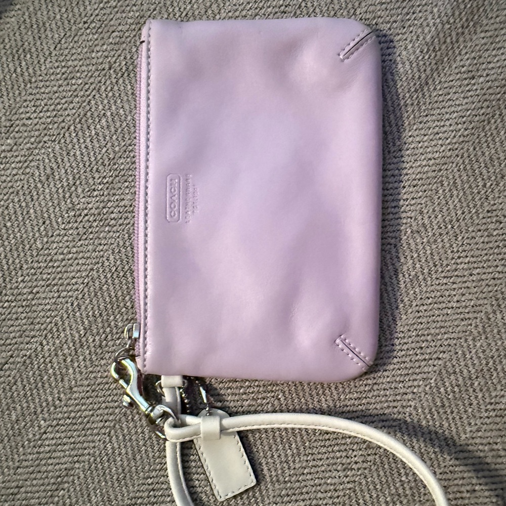 Coach Light Purple Wristlet with White Strap
